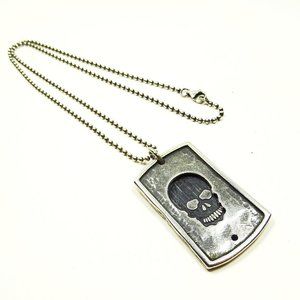 PHILLIP GAVRIEL Sterling Silver Double Skull Pendant & Chain Necklace